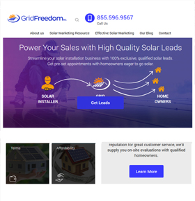 SynapseCo Portfolio - Redesigning of WordPress Website for Solar industry, USA - Grid Freedom