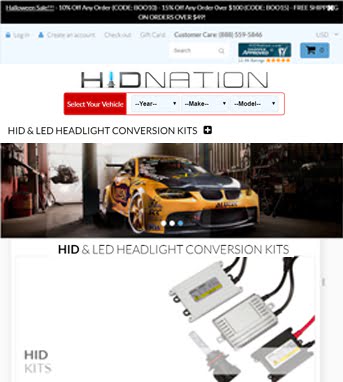 Ecommerce Website Development for Automotive Industry ‘HIDNation’ in Shopify