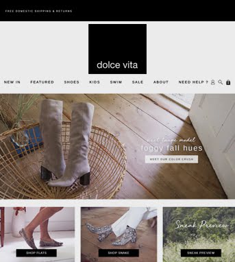 Ecommerce Website Development for Retail industry ‘Dolce Vita’ in Shopify